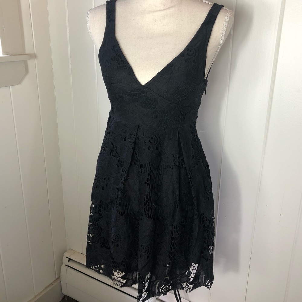 Free People Black Lace Mini Dress